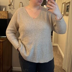 LA MIEL Women's Cream V-Neck Sweater